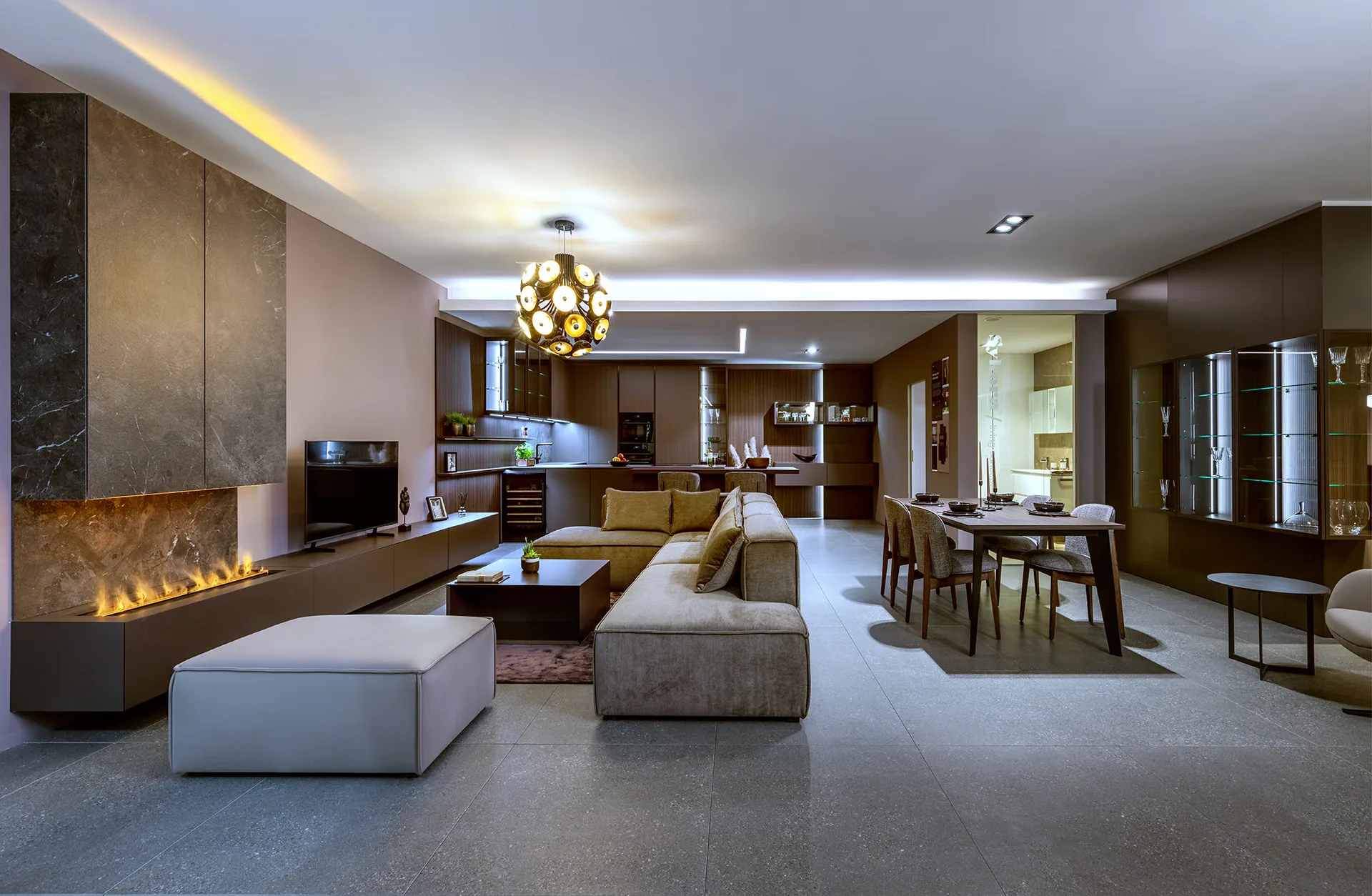 Sykora Piano Terra Brown konyha Walnut Notte felületekkel