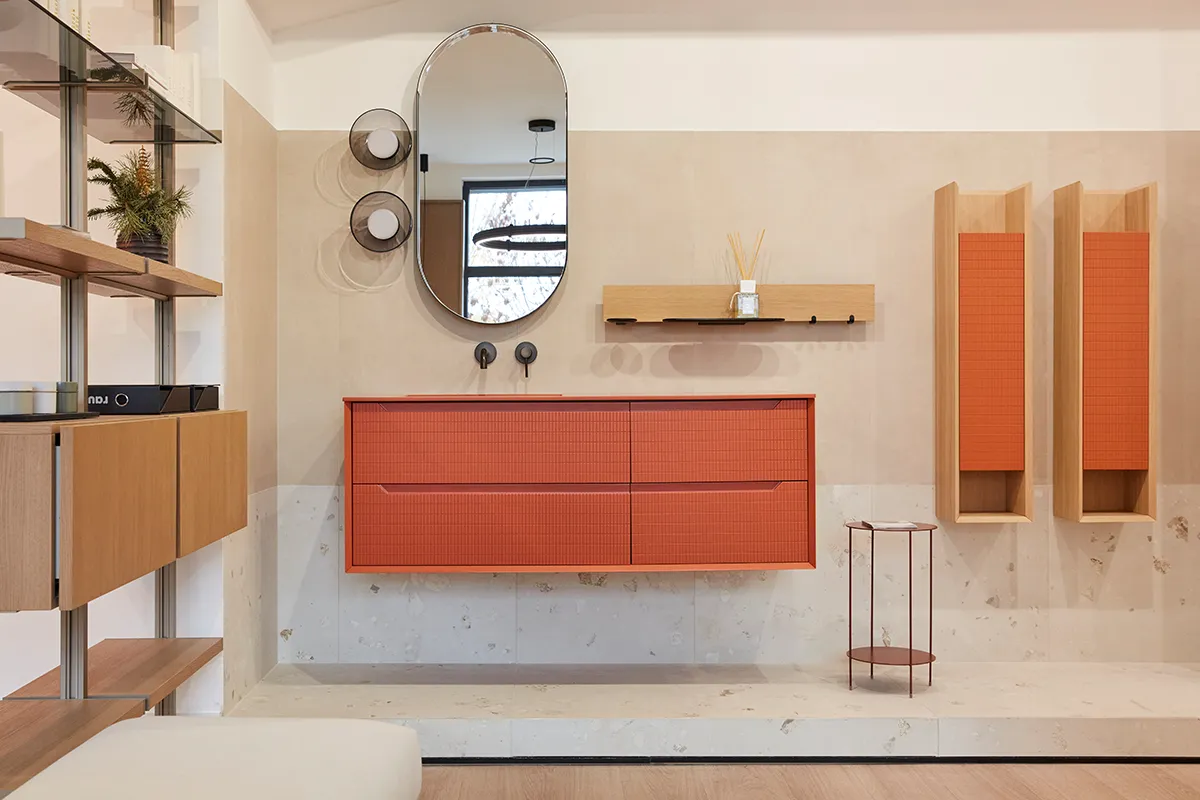 TH|DESIGN bemutatóterem – anyagok és felületek